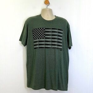 7.62 Design - Veteran Bullet Flag Battle Space Olive Green T Shirt Size XL